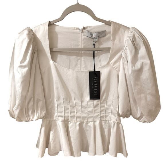 Hunter Bell Camille Puff Sleeve Peplum Top Feminine Cottagecore NWT, 2 - Picture 1 of 6
